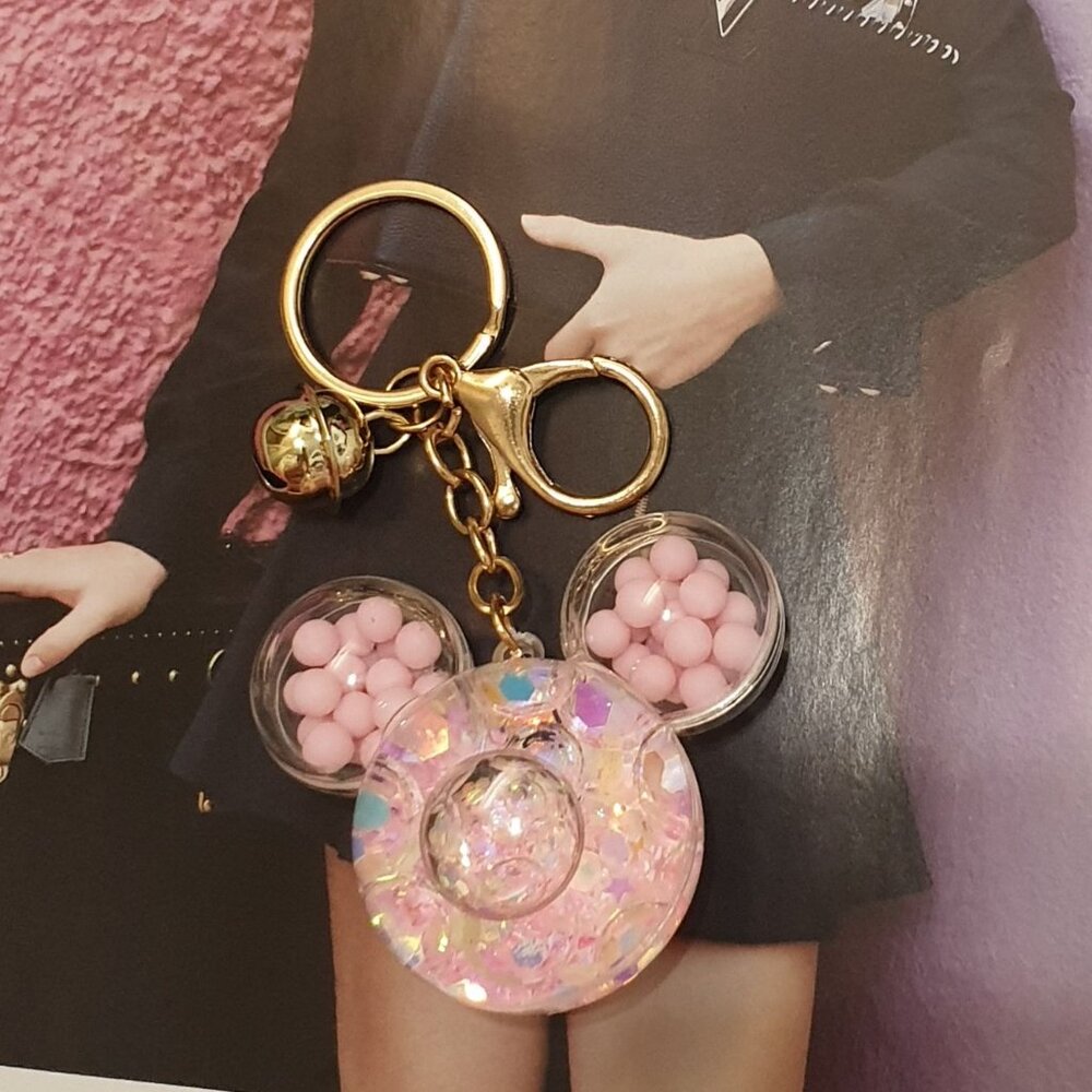 Mickey Mouse Pink Gummy Key Chain Keyring Handbag Backpack Pendant Accessory